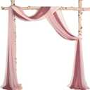 Ling's Moment Wedding Arch Draping Fabric 3 Panels 20Ft Chiffon Fabric,Sheer Draping Fabic for Wedding Arrangement Ceremony Reception Backdrop Party Swag Home Decor (Dusty Rose & Mauve & Blush)