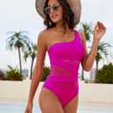 Blooming Jelly Women's Sexy One Piece Bathing Suits Slimming Mesh Swimwear One Shoulder Swimsuits for Women 2026 (Pink, S)