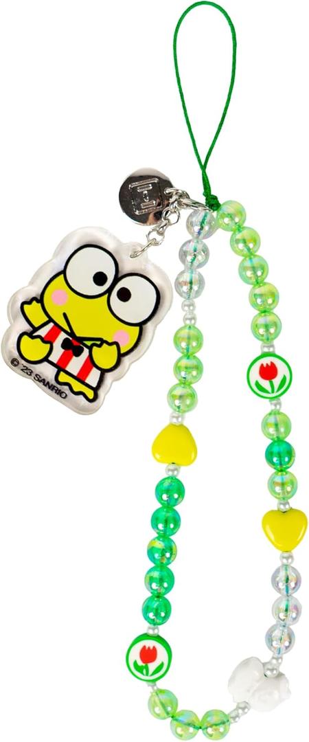 iFace Hello Kitty and Friends Beaded Wristlet Universal Phone Charm Strap - Cute Wrist Chain Lanyard Aesthetic Decor Strap for Cell Phone Camera Keys AirPods Keychains (Keroppi)