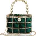 CARIEDO Evening Handbag Women Clutch Purses with Pearl Diamonds for Wedding Prom Birthday Party Dinner Accessories | with Pearl Diamonds, for Wedding, Prom, Birthday Party, Dinner, Accessories (Green)