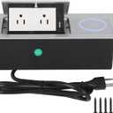 Table Pop Up Outlet Automatic Pop Up Strip Center Countertop Recessed Power Strip with 15W Wireless Charger + USB A + USB C + 2AC 5.9Ft Cord for Conference Desk Office Kitchen (Silver-Wireless)