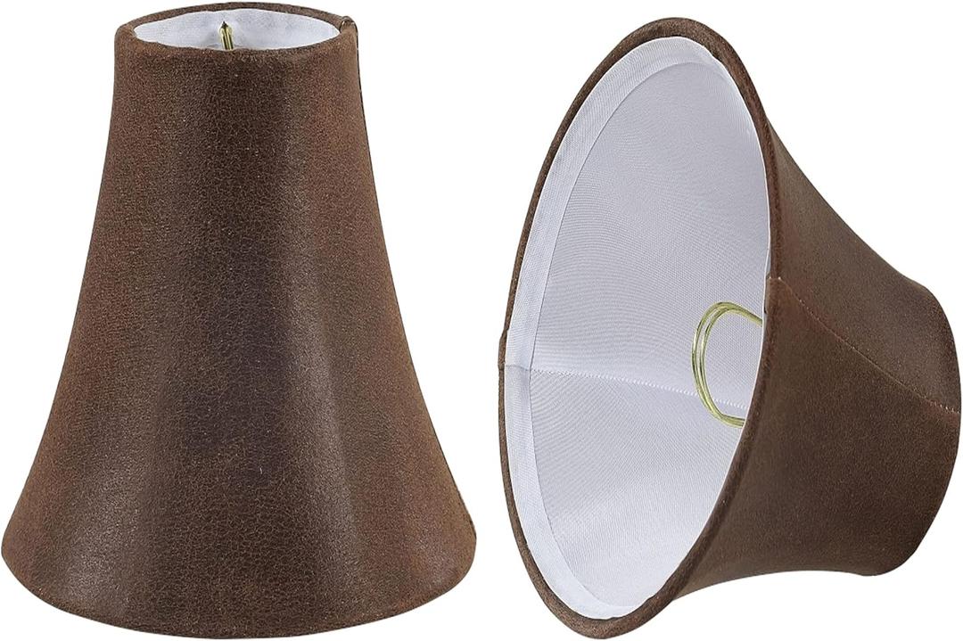 Aspen Creative 30078-2A, Bell Clip-On Chandelier Lamp Shade, Brown, 3" Top x 6" Bottom x 5" Slant Height, Set of 2