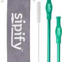 Sipify Flow-Limiting Dysphagia Straw for Safe Drinking | Aerating Straw for Elderly & Dysphagia Patients | Reusable Stainless Steel Straw with Soft Silicone Tip | Dishwasher Safe | 2 Pack