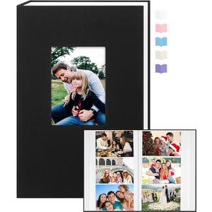 Photo Album 4x6 360 Photos, Large Capacity Linen Cover with Front Window, 4 x 6 Picture Album, 360 Photos 4x6 Photo Album Book for Wedding Kids Travel Family Baby Pictures (White) 2 PCS