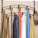 LYNK Professional Home Over the Door Hooks - 9 Hook Over the Door Coat Rack - Over the Door Hanger - Hanging Towels or Clothes - Bathroom, Bedroom, Laundry Room - Bronze