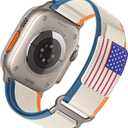 Trail Loop Nylon Band - Compatible with Apple Watch Ultra 3/2/1 Series 11/10/9/8/7/6/SE/5/4/3 Men Women,Rugged Elastic Fabric Sport Strap for iWatch Bands 49mm 46mm 45mm 44mm 42mm 41mm 40mm 38mm (10-Orange/Beige Star)