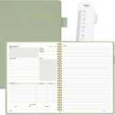 SUNEE Half Meeting Half Note - 7.5"x10" Professional Notebooks for Work - 160 Pages, B5 Size Project Planner, Spiral Meeting Agenda Organizer for Women Men, Note Taking,Office with Vegan Leather Cover