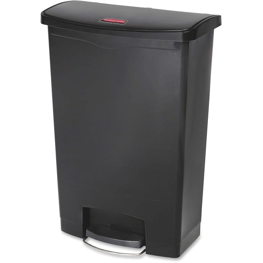 Rubbermaid Commercial Products Streamline Slim Step-On Plastic Trash Garbage Can 24 Gallon Black Hands-Free Garbage Can for Medical Waste in Hospitals/Lab/Emergency/Patient Rooms