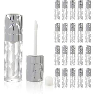 COSIDEA 16pcs Round 5ml 0.17oz silver Empty lip gloss tubes with wand prismatic Lipgloss tube containers for lip oil packing