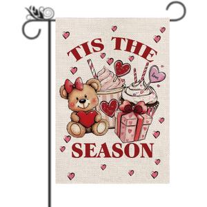 Welcome Valentine's Day Garden Flag Tis The Season Love Heart Vertical Double Sided Garden Flag Holiday Outside Yard Decoration Anniversary Wedding Farmhouse Valentines Day Decor 12.5 x 18 Inch