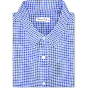 Men's Dress Shirts Solid Wrinkle-Free Long Sleeve Button Down Shirt Regular Fit Formal Shirts (Blue, XXXL)