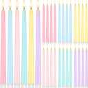 Baquler 24 Pcs 11'' Pastel Flameless Taper Candles Colorful LED Candle Sticks Colored Battery Operated Candle Pink Plastic Flickering Candlestick for Easter Wedding Birthday Dinner Table Party Decor (Macaron)