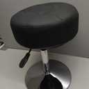 IBUYKE Height Adjustable 360Swivel Vanity Stool, Tufted Round Vanity Chair for Makeup Room, Faux Leather Vanity Stool for Bathroom, Living Room, Modern Ottoman, Black WBD025B