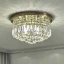 Saint Mossi 9 Light Modern Crystal Raindrop Chandelier Lighting Flush Mount LED Ceiling Light Fixture Pendant Lamp for Dining Room Bathroom Bedroom Livingroom, E12 LED Bulbs Required, Antique Cooper