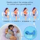QUEEN ROSE Cooling Pregnancy Pillows,E Shaped Full Body Pillow for Sleeping, with Pregnancy Wedge Pillow for Belly Support, 60 Inch Maternity Pillow for Side Sleeper, Cooling Rayon Cover, Purple