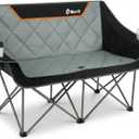 EMERIT Oversized Fully Padded Camping Chair, Heavy Duty 650LB Folding Camping Loveseat, Quad Fold Double Camping Couch with Cup Holders & Carry Bag for Outdoor, Lawn, Sports Events | HIgh Back, Rip resistance, Extra Wide Design, Cross-bracing Hubs, Easy Setup