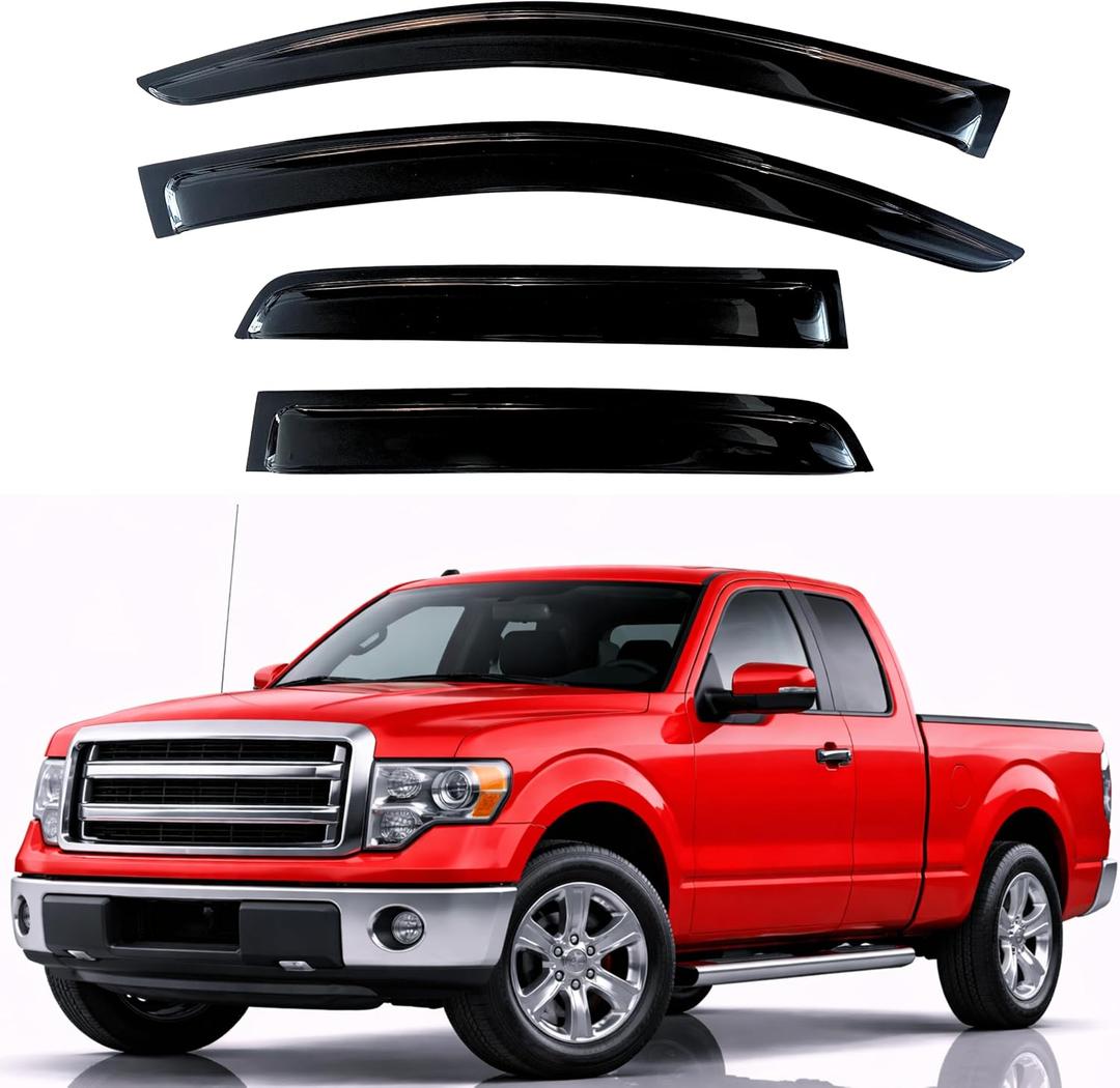Rain Guards Window Visors for 2004-2014 Ford F150 SuperCab/Extended Cab