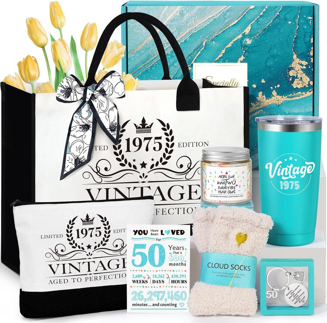 Suhctuptx 50th Birthday Gifts for Her 30th 40th 60th Birthday Gifts for Women 1975 1985 30 40 50 60 Year Old Happy Tote Bag