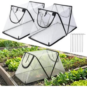 33"14.5"14.17" Foldable Garden Row Accelerator Plants Cover 2PCS with Zipper Door Waterproof Small Greenhouse Plant Cage Guard Protector for Vegetable Flower from Animals with 8PCS Ground Stakes