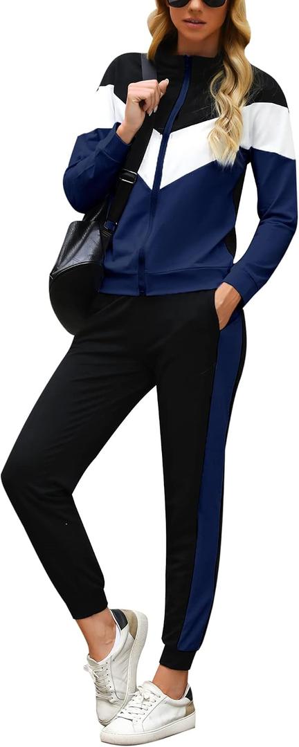 Marvmys Women's Tracksuit Set 2 Piece Sweatsuit Outfits Long Sleeve Zip Up Lounge Jogger Set with Pocket (XL)