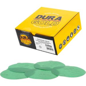 Dura-Gold Premium 5" Green Film PSA Sanding Discs - 1200 Grit (Box of 50) - Film Back Self Adhesive Stickyback Sandpaper Discs for DA Sander, Finishing Abrasive, Sand Automotive Paint Woodworking Wood