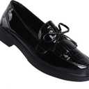 VOCNTVY Loafers for Women Slip On Comfort Business Work Shoes (7.5, Black 2)