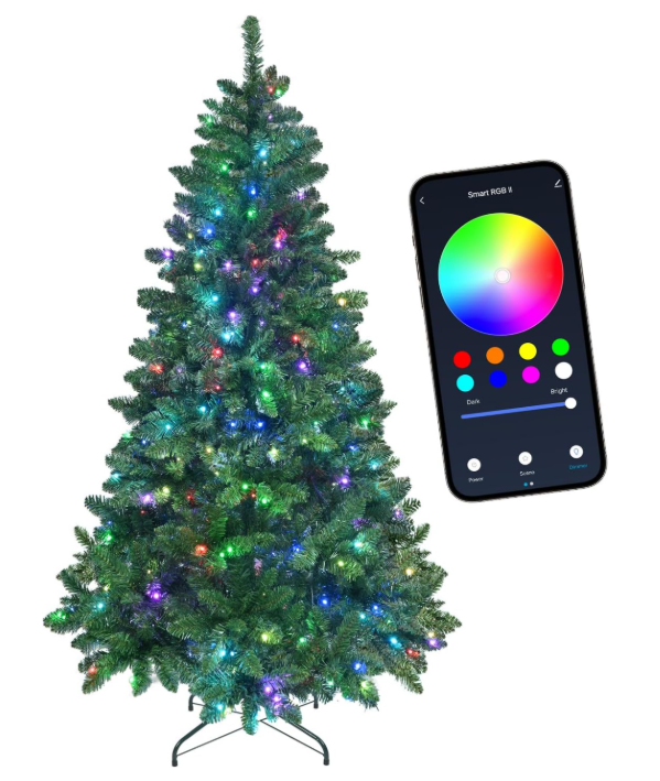 7ft Prelit Christmas Tree with 400 LED Lights, Artificial Christmas Tree with App-Controlled Multi-Color RGB Lights, 1299 Branch Tips, Easy to Assemble, for Home Outdoor