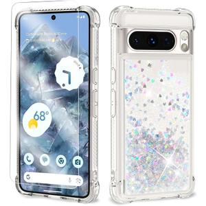 ANSHOW Glitter Case for Google Pixel 9/9 Pro, Shockproof TPU, Bling Glitters, Silver