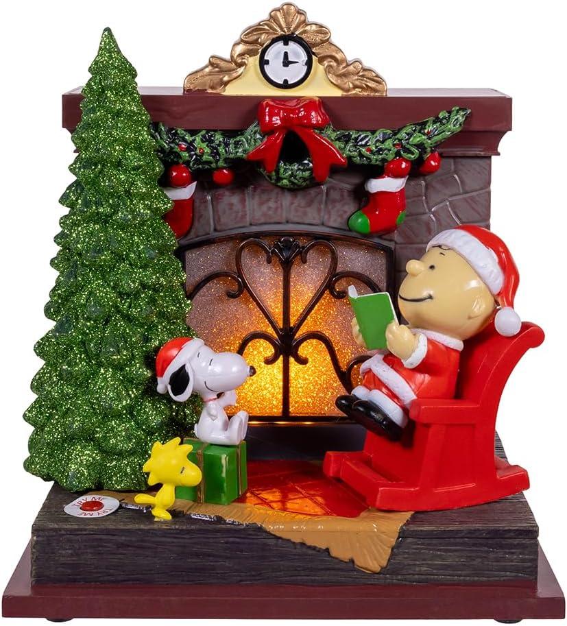 Peanuts Kurt Adler Battery Operated Musical Santa Fireplace