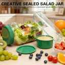Salad Pod Jar, Portable Salad Container with Dressing Compartment and cleaning brush, The Original Salad Pod, Suitable for Home, Outdoor, Travel and Party (Green,1000ml)