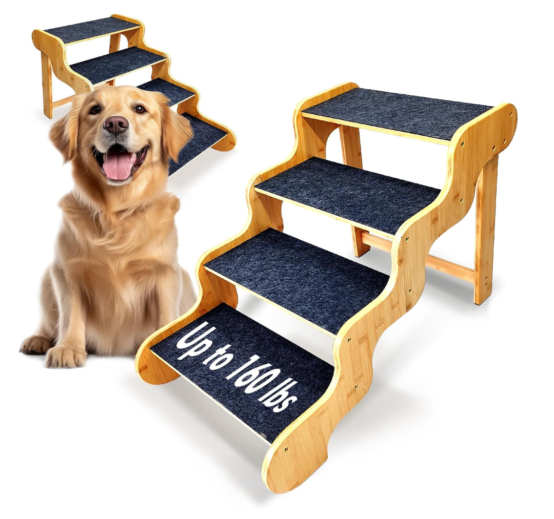 Dog Stairs for Large & Older Dogs, 4-Steps, 20" High,Supports Up to 160 LB | For High Beds Cars Couch, Stable & Sturdy, Supports Pet Up to 160 Lbs