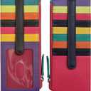 ili New York Long Double Sided Slim Wallet, RFID Blocking Card Holder with ID Window and Side Zip Pocket for Men and Women, Black Brights