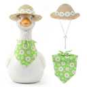 Fosaseua Summer Porch Goose Outfit Set Straw Hat & Bandana Scarf
