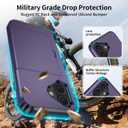 2 x SAMONPOW for iPhone 17 Phone Case with Card Holder iPhone 17 Wallet Case 6.3 inch Heavy Duty Protective Shockproof Dual Layer Hidden Card Slot Slim Cover for Women Men, Gray Purple