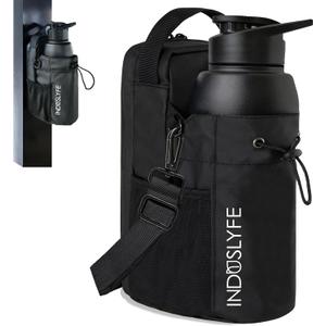 Magnetic Gym Bag for Men Women with Magnetic Water Bottle Holder, Gym Crossbody Sling with Strap, Sling Bag with Phone Pockets, Key Phone Holder, Gym Essentials, Black