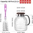 2L Square Glass Pitcher with Lid and Spout, Borosilicate Glass Carafe for Hot/Cold Drink, Water Pitchers with Handle for Fridge, Extra Large Jug for Iced Tea, Coffee, Juice, Beverage, 68 Ounces