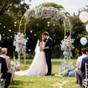7.2FT Metal Garden Arch Trellis Arbor, Wedding Arch Stand with Steel Frame, Metal Pergola Arbor with Base for Decor Valentines Day Garden Trellis Climbing Plant, Bridal Party Ceremony