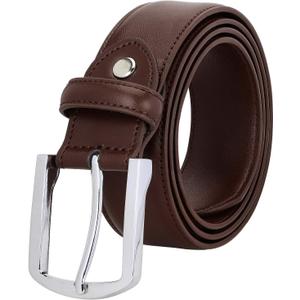 Falari Men Genuine Leather Casual Dress Belt With Single Prong Buckle, Classic Style Belt (44 (waist 42), Dark Brown)