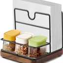 Rustic Napkin Holder for Salt and Pepper Shakers,Napkin Salt and Pepper Holder for Table(Wood)