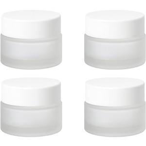 4 Packs15g Frosted Glass Cosmetic Jars with White Lids Refillable Empty Cream Containers Small Cosmetic Storage Pots for Travel, Sample, DIY Skincare, Lip Balm, Eye Cream, Face Lotion