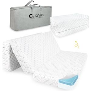 Trifold Pack and Play Mattress, Dual-Sided Memory Foam for Baby Toddler, 38x26, Travel Mattress with Removable Cover Carry Bag