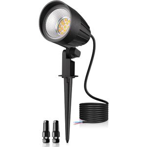 MEIKEE 7W Low Voltage Landscape Lighting with Connectors, 2700K Warm White Landscape Lighting, IP66 Waterproof Outdoor Spotlights for Garden, Driveway, Yard, Lawn(1 Pack)