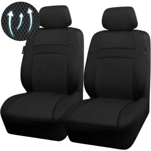 CAR PASS 3D Air Mesh Car Seat Covers Two Front Seats Only, Universal Seat Covers for Car Fit SUV,Vans,Sedan,Trucks, Breathable Automotive Interior Seat Covers Airbag Compatible Black, Two Front