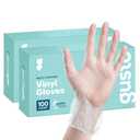GUSTO Clear Vinyl Plastic Gloves [200 Count] Latex-Free, Powder-Free, Food Safe Disposable Gloves for Cooking, Meal Prep, Cleaning & Everyday Use (Formerly Comfy Package)