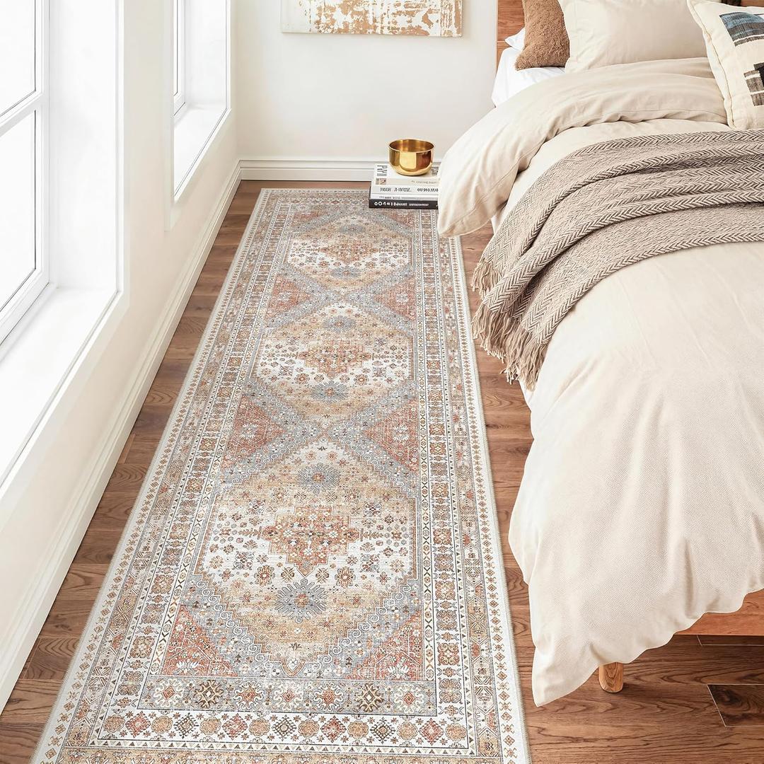 zesthome Washable Runner Rug 2.5x8 - Stain Resistant Entryway Rugs, Ultra-Thin Kitchen Rug, Anti Slip Backing Runner Rugs for Entrance Laundry Room Indoor Hallway (Orange,2.5'x8')