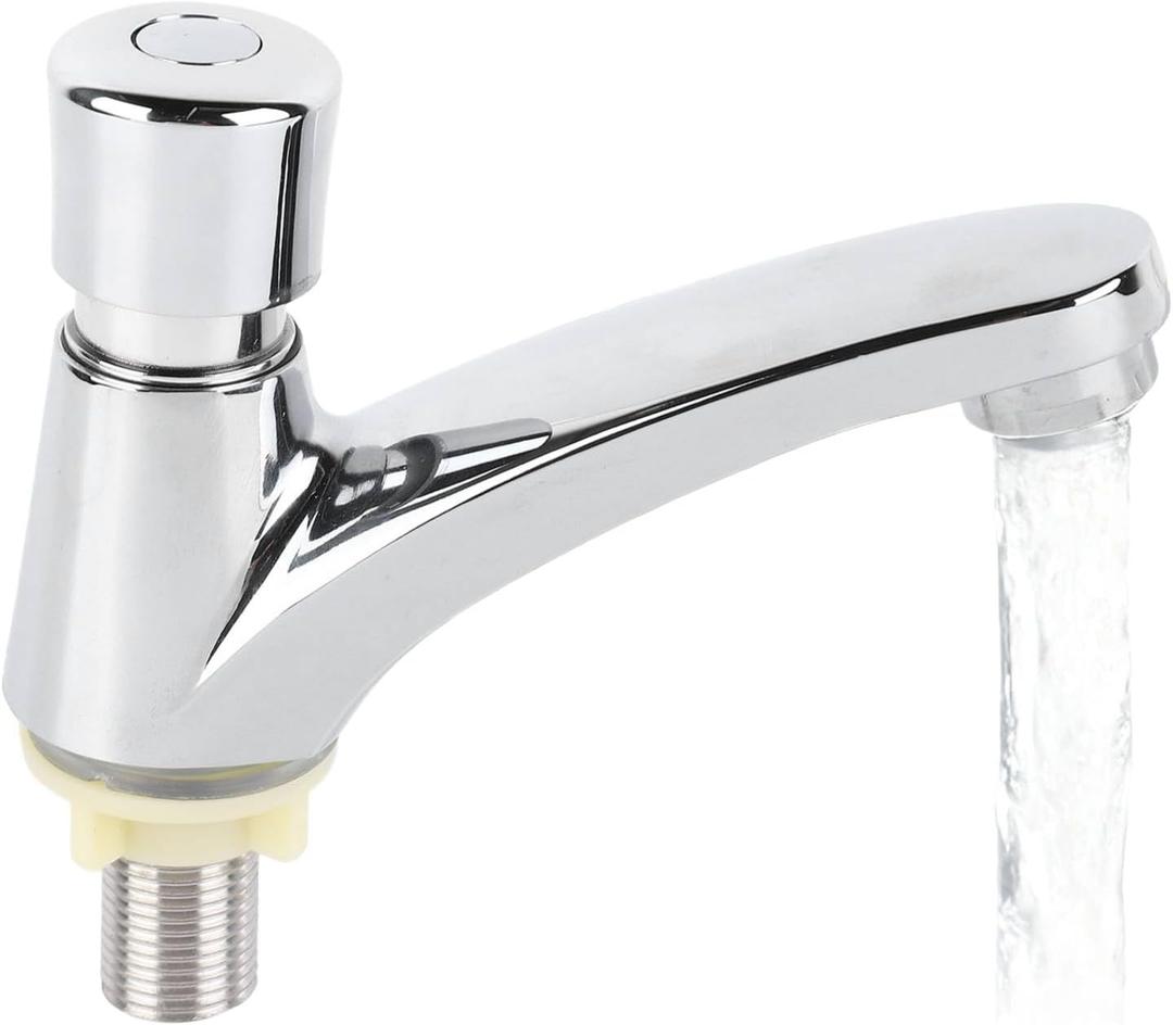 Water Tap, Single Cold Faucet Water Saver Faucet Time Delay Faucet Public Water Faucet Self Closing Water Tap for Bathroom