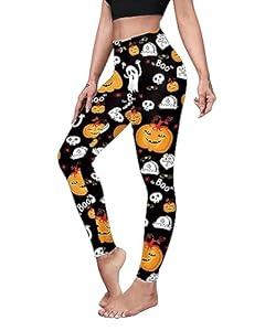 Halloween Pumpkin Spider Web Print Stretch Peach Butt Stretch Leggings (Medium)