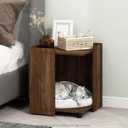 Furinno PELI Side Table, Square End Table with Storage Shelf, Night Stand, Bedside Table, for Living Room, Bedroom, Columbia Walnut