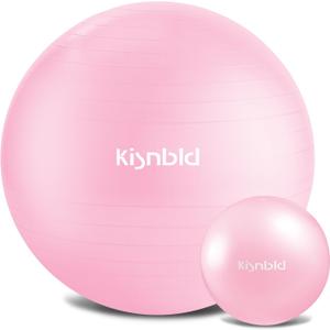 kisnbld Exercise Ball, Extra Thick Yoga Ball for Workout Pregnancy Stability, 4 Sizes Anti-Burst Balance Ball with Foot Pump - Heavy Duty Fitness Ball Chair for Office, Home & Gym