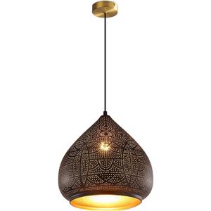 Black Vintage Pendant Light Fixture Farmhouse Pendant Lights Metal Iron Hanging Light Kitchen Island Retro Ceiling Pendant lamp Loft Hollow Design Adjustable Cord Pnedant Lighting